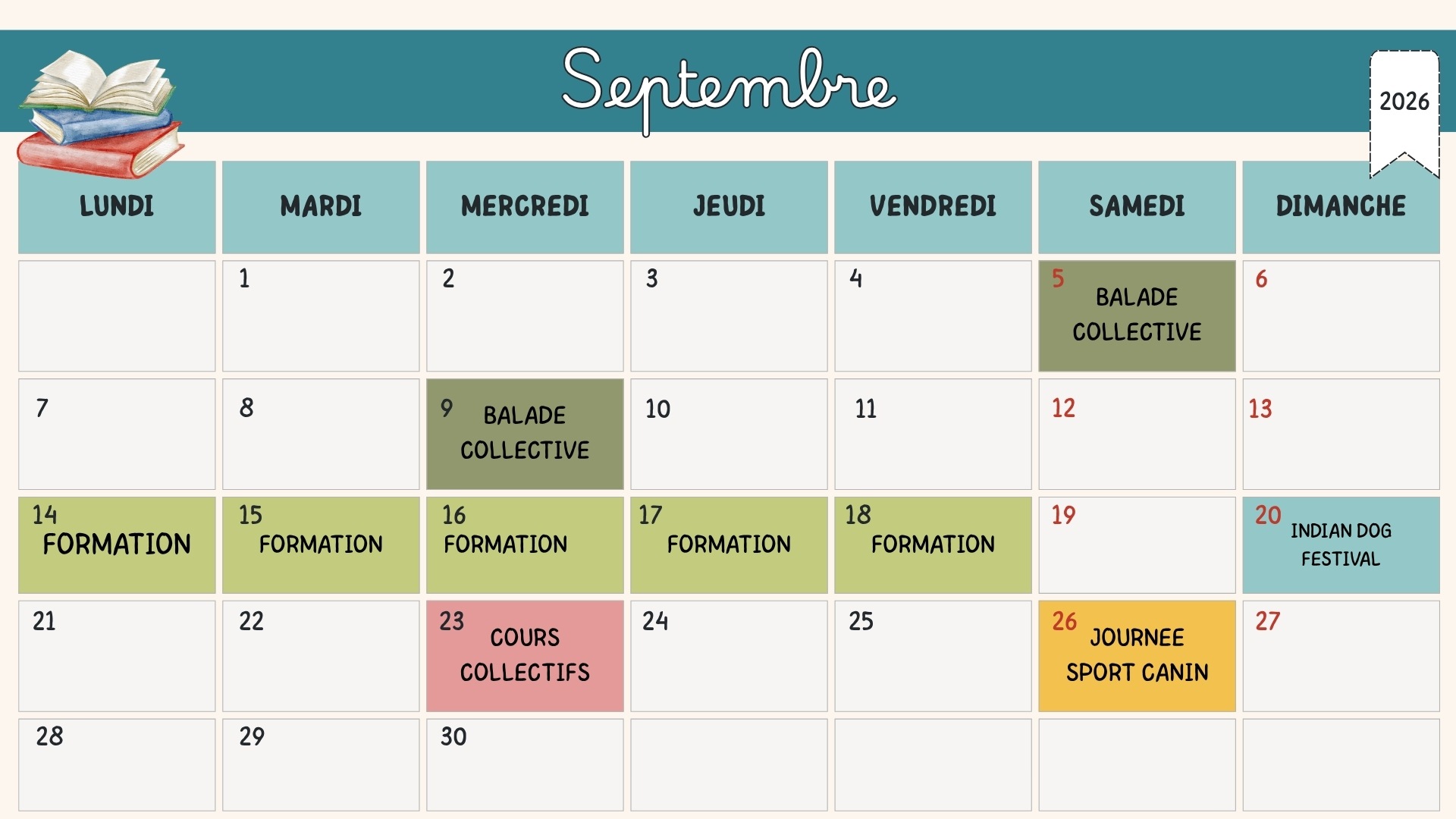 Planning de Septembre