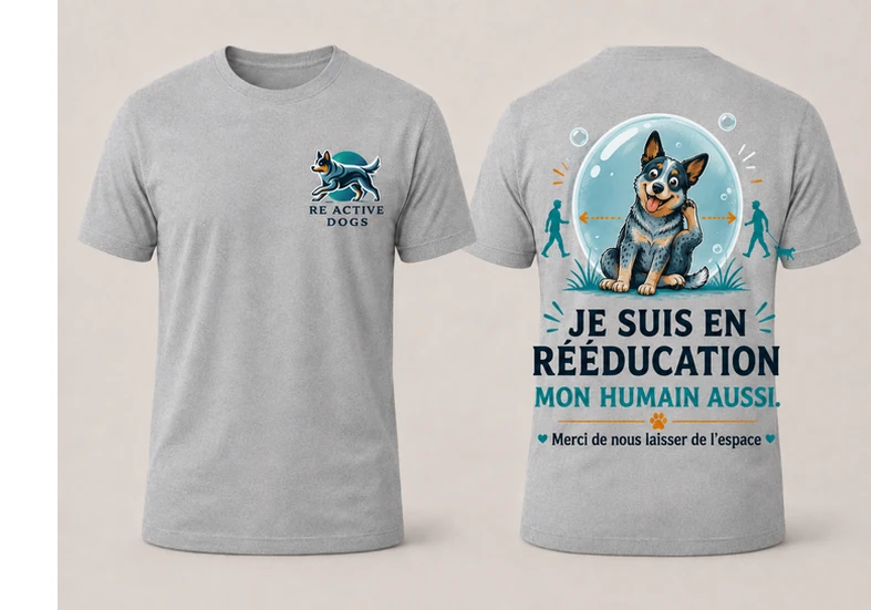 Tee-shirt Je suis en rééducation mon humain aussi, second visuel recto et verso